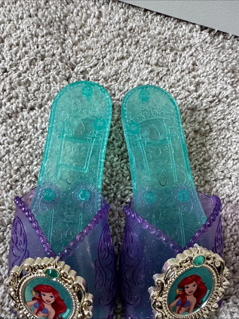 Girls' Ariel Jelly Slide Heels/ Sandals in Teal and Purple